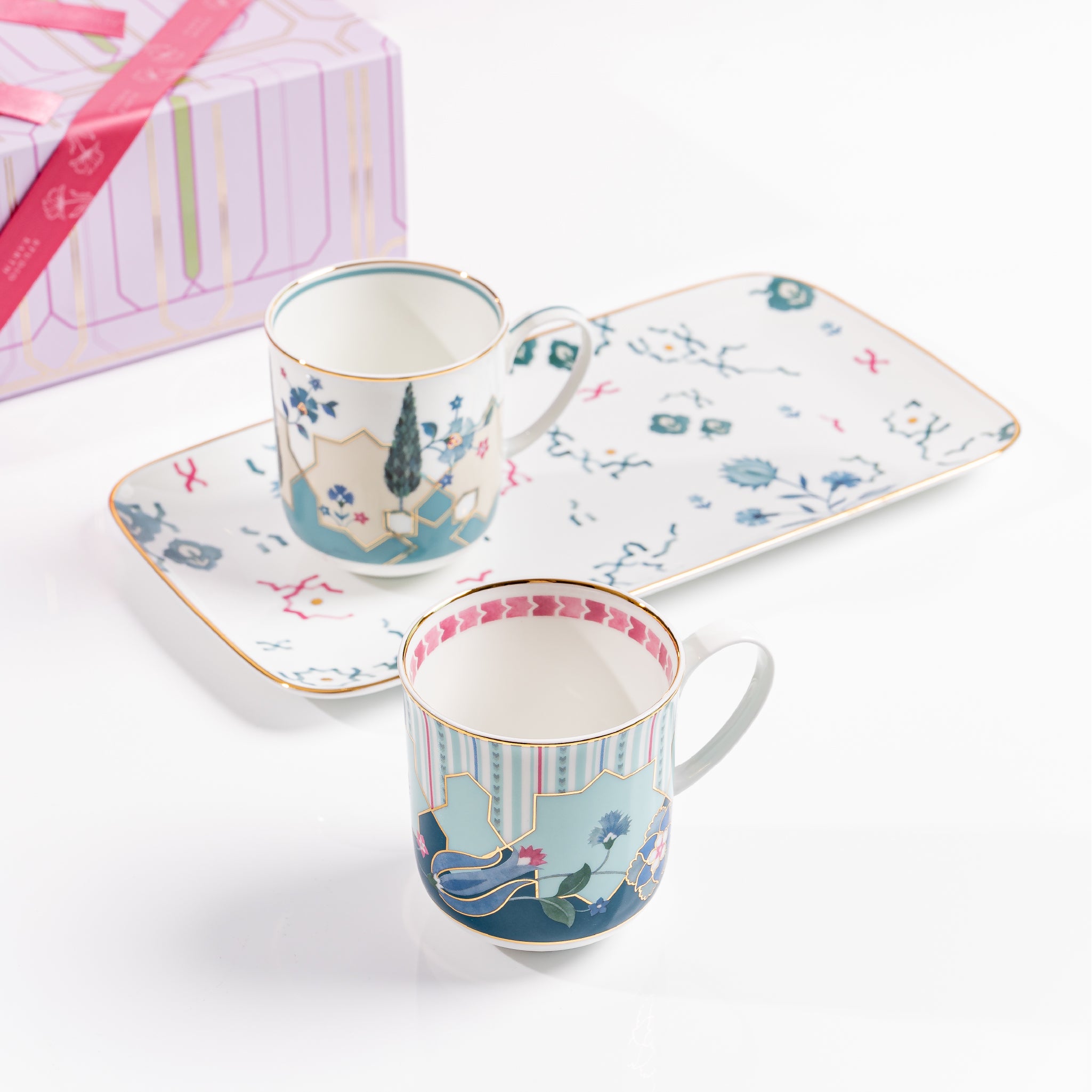 Nilofer Coffee Mugs & Rectangular Platter Gift Set | Studio Earth