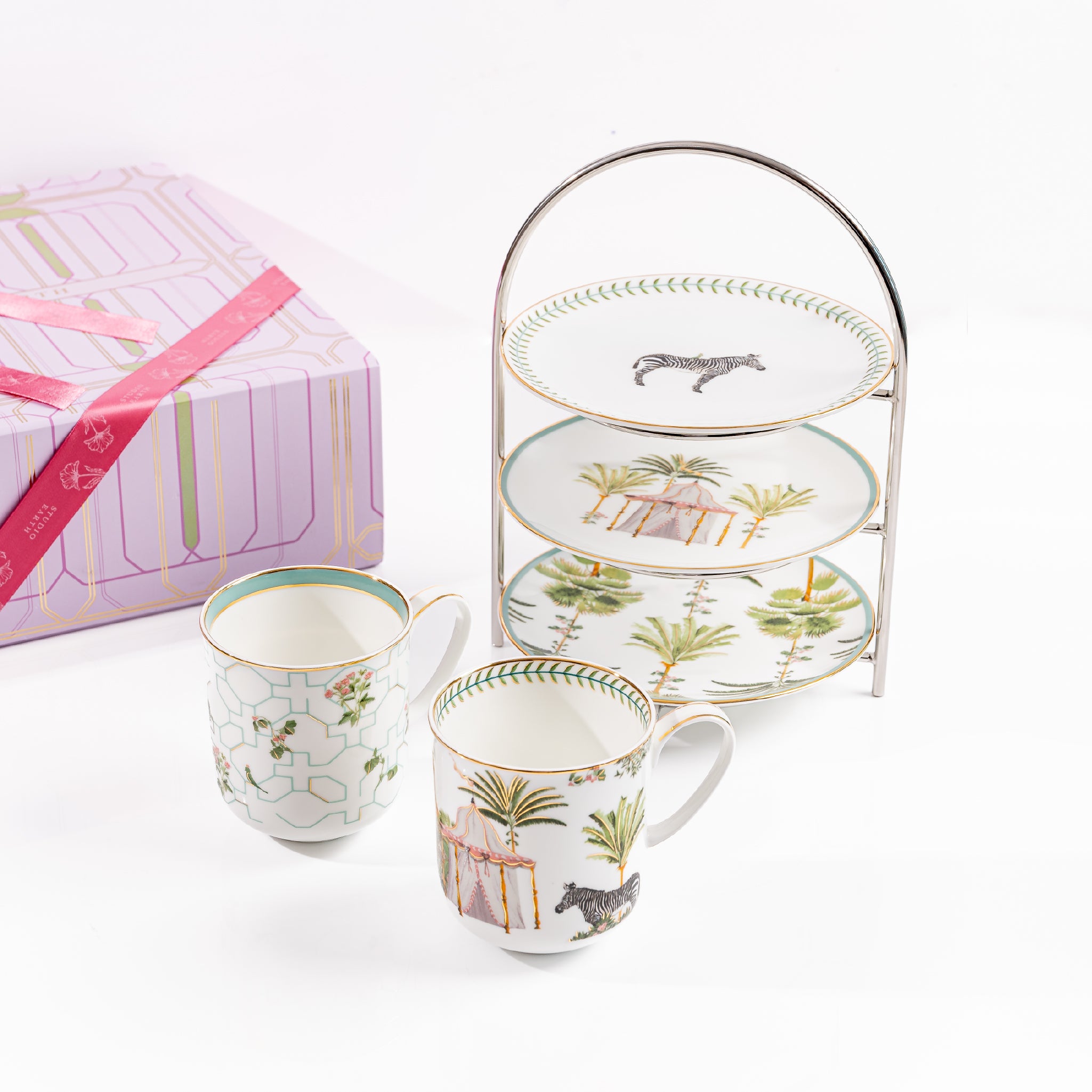 Afternoon Tea 20th Anniversary 食器セット Nyara Coffee Mugs & 3-Tiered Stand Gift Set | Studio Earth