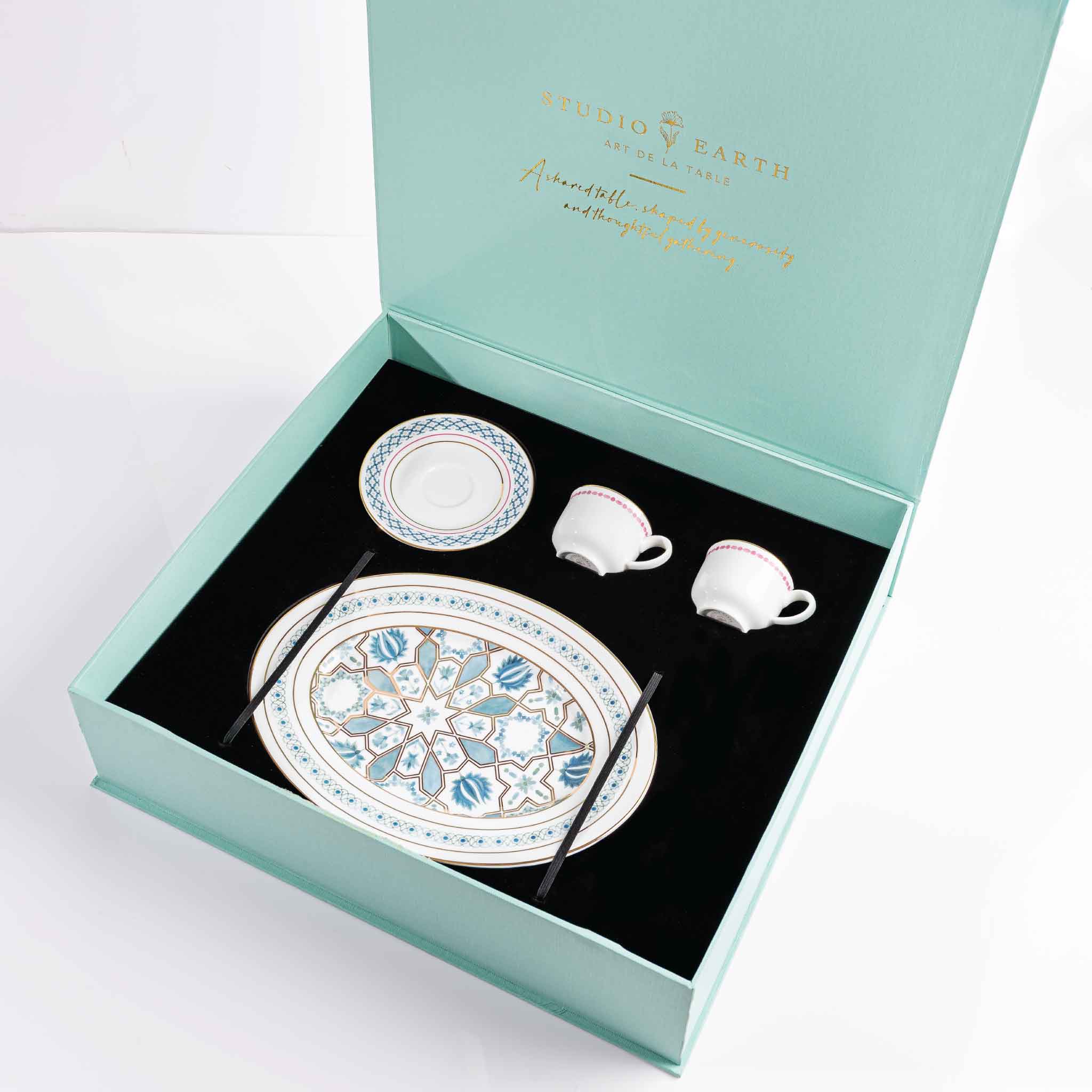 Espresso Ritual Set | 2 Espresso Cups & Oval Platter Gift Set