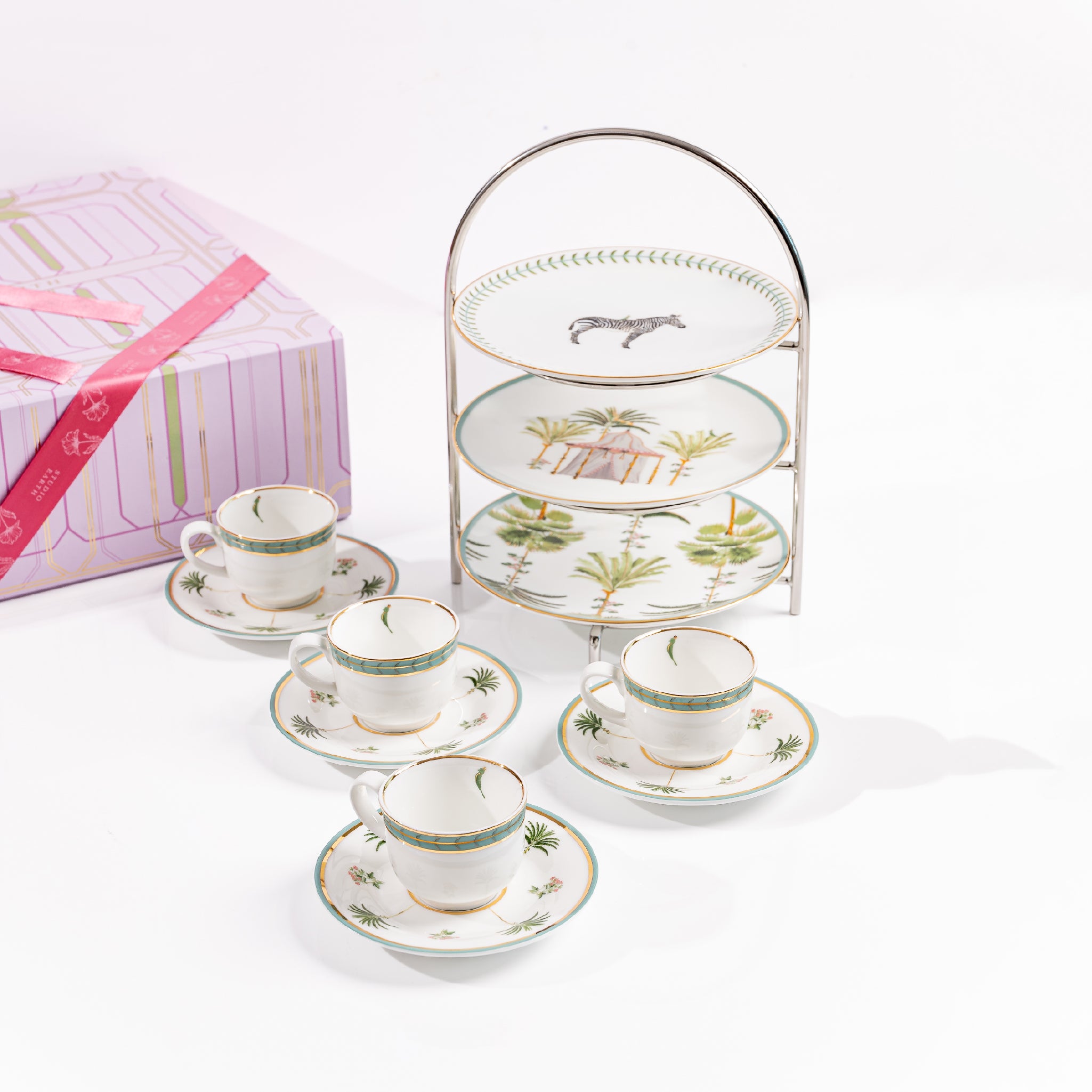 Nyara Espresso Cups & 3-Tiered Stand Gift Set | Studio Earth